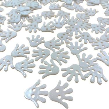 Imagem de Aplique Mãozinha 2 Furos Branco Abs 20x23mm 80pçs 40g - Macall