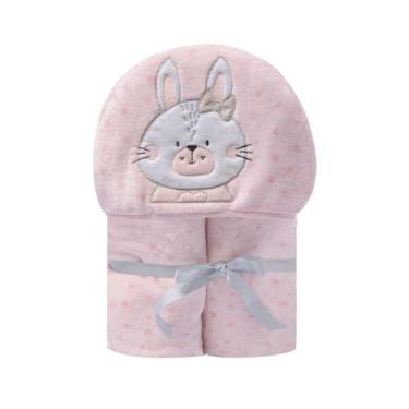 Imagem de Cobertor com capuz para bebê microfibra Papi Ref 3577, P, Rosa