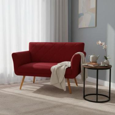 Imagem de Namoradeira Decorativa Sabrina Suede Marsala Pés Madeira Mz Decor - Ma