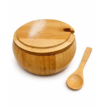 Imagem de Açucareiro Farinheira de Bambu com Colher e Tampa Ecológico Saleiro Te