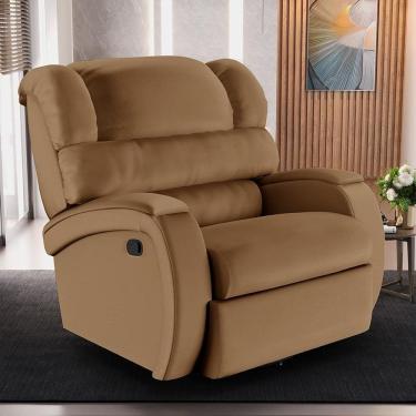 Imagem de Poltrona Reclinável Kylie Glider G23 Manual Giratória com Massagem Usb em Couro Sintético Caramelo