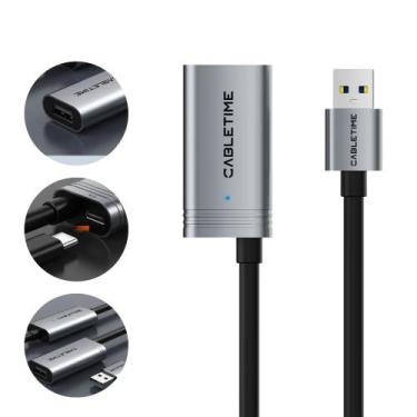 Imagem de Extensor USB 2.0 480Mbps Ativo 15m Alimentação Externa + Cabo USB C Ca