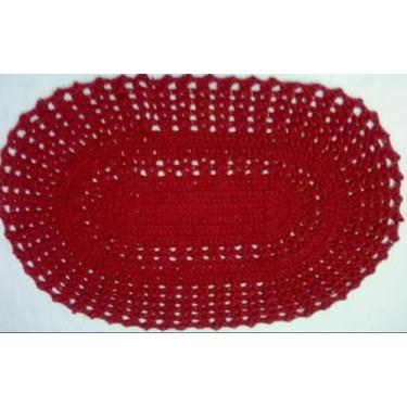 Imagem de Kit com 2 tapetes oval de crochê 37x57 cm na cor vermelho - Tomazinis