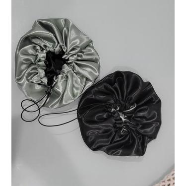 Imagem de Touca de Cetim Dupla Face Anti Frizz Regulável + Xuxinha Scrunchie Tam