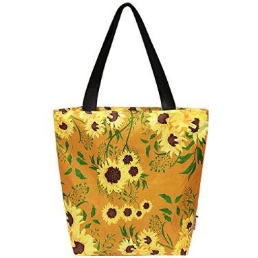 Imagem de Wrapables Bolsa de viagem Carryall Shopping com poliéster Ripstop durável - dobrável, à prova d'água e certificada OEKO-TEX, grande, colheita de girassóis