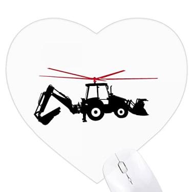 Imagem de Mousepad de coração para helicóptero, empilhadeira, escavadeira, tapete de borracha para escritório