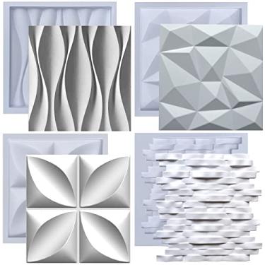 Imagem de Kit Formas de Gesso 3D e Cimento ABS Moldes pra Revestimento de Parede FDG Painel Decorativo