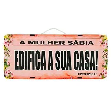Imagem de Placa de Carro Decorativa em Madeira - A Mulher Sábia Edifica a Sua Casa!
