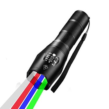 Imagem de Lanterna multicolorida 4 em 1, zoom de 300 lúmens, um modo branco, vermelho, verde, azul, lanterna de caça