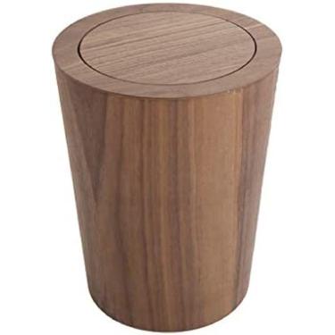 Imagem de Cestos de lixo para ambientes internos simples de madeira lixeira criativa home office hotel cesta de armazenamento de lixo lixeira de reciclagem lixeira 12l lixeiras, marrom, inclui balde interno, colecionador88