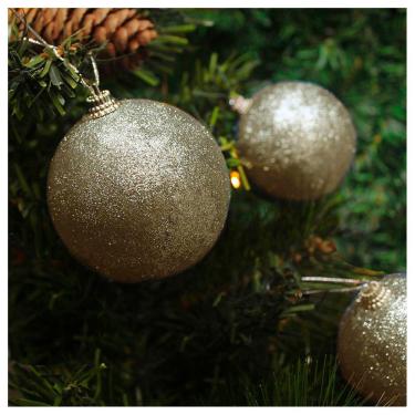 Imagem de Kit 60 Bolas Enfeite Natalino Árvore Natal Glitter Dourado 70mm