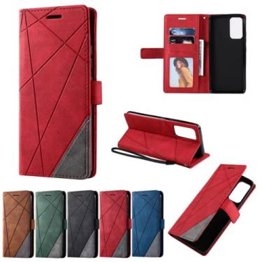 Imagem de OIOMAGPIE Capa de couro com suporte flip de proteção total para Motorola Moto G9 G8 G Power Plus Play E7 G60 G50 G40 ONE Fusion 5G Capa. Suporte de cartão duas cores (vermelho, G9 Plus)
