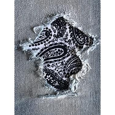 Imagem de Patches preto e branco Perfect Paisley Peek-A-Boo Iron On Patches da Holey Patches (7,6 x 12,7 cm, conjunto com 2)