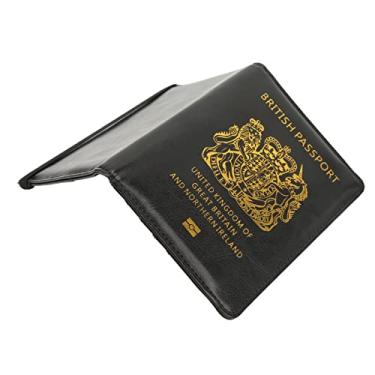 Imagem de Capa de Passaporte da Grã-Bretanha Capa de Titular de Passaporte de Couro Porta de Passaporte do Reino Unido para Passaporte, Cartões de Visita, Cartões de Crédito, Cartões de Embarque