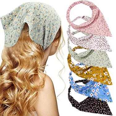 Imagem de TOBATOBA Bandana para mulheres, 6 peças de lenço de cabelo floral, bandana de cabelo elástica de chiffon para mulheres, faixas de cabelo modernas para cachecol, acessórios de cabelo para mulheres e meninas