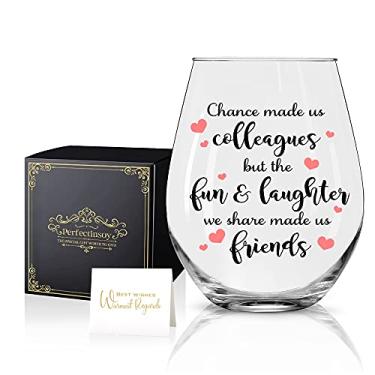 Imagem de Perfectinsoy Chance Made Us Colleagues Wine Glass with Gift Box, Coworker Gifts for Leaving Farewell, Birthday Gifts for Coworkers, Friends, Office Gift Idea for Coworker, Best Friend or Boss Lady
