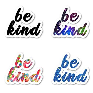 Imagem de Adesivos Be Kind Pacote com citações inspiradoras - Pacote com 4 - Adesivos de laptop - para laptop, celular, tablet, decalque adesivo de vinil (pacote com 4) S211249