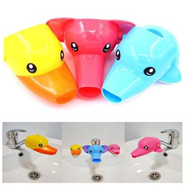 Imagem de Faucet Extender for Kids, EVSOFMLF 3Pcs Cartoon Faucet Extender Sink Hand Extender Washing for Children, Toddler, Baby Fun and Safe (Blue Dolphi, Yellow Duck, Pink Elephant)