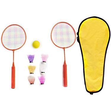 Imagem de Raquete de tênis infantil 10 peças 2 em 1 conjunto de raquete de badminton com 7 bolas para 5 a 12 anos - vermelho melancia atualizado