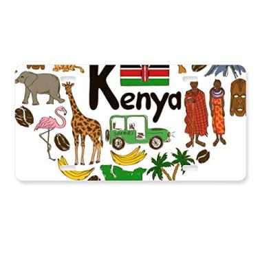 Imagem de DIYthinker Kenya Love Heart Landscap Bandeira nacional placa de licença decoração de carro acessório de aço inoxidável