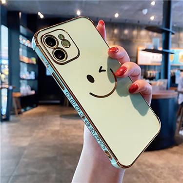 Imagem de Capa de telefone de rosto de sorriso com chapeamento de luxo para iphone 12 11 pro x xr xs max 12 mini capa de silicone cor doce, verde, para iphone 8 plus