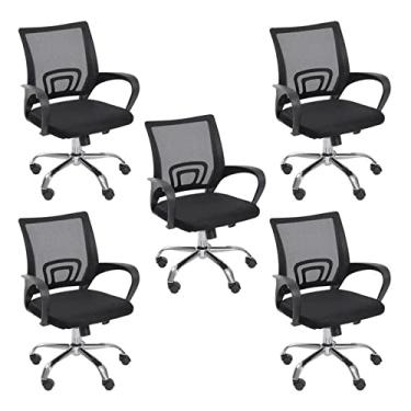 Imagem de Conjunto 5 Cadeiras de Escritório com Rodizios Baixa Tok OR Design Preto