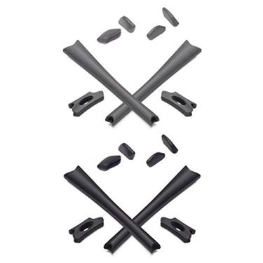 Imagem de Mryok 2 pares de kits de substituição para fones de ouvido Oakley Flak Jacket/Flak Jacket XLJ/Flak Jacket Óculos de sol ajuste asiático - Cinza e preto