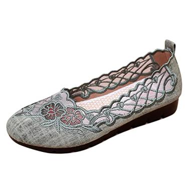 Imagem de Sapatos de caminhada femininos sem cadarço malha casual confortável tênis de treino sapatilhas de verão, verde, 37 EU/6 US