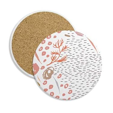 Imagem de Caneca de porta-copos com padrão de plantas abstrata de arte com pedra absorvente de proteção de mesa