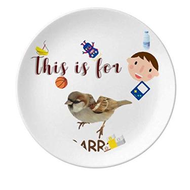 Imagem de Food Search Sparrows Birds Placa de porcelana Jantar Redondo Prato Menino Homem