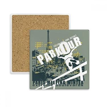 Imagem de Graffiti Street Hip-Hop Paris Padrão Quadrado Porta-copos Porta-copos Porta-copos Pedra isolante