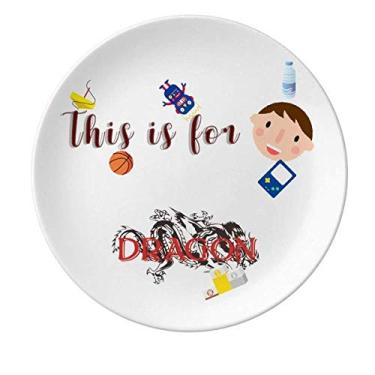 Imagem de Myth Animal Dragon East West Prato de Porcelana Redondo, Prato de Jantar