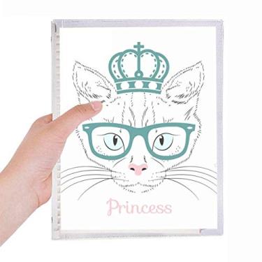 Imagem de Crown Sunglass Caderno de princesas de gato branco com folhas soltas e diário recarregável