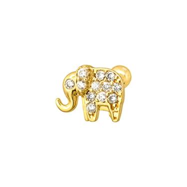 Imagem de Piercing de Orelha Cartilagem Tragus Elefante Ouro 18k