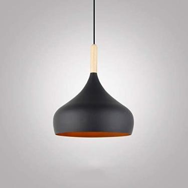 Imagem de Lustre Interno Luminária Nordic Simple Bar Suspensão Luminária Pendente Colorida Restaurante Quarto Luzes De Cabeceira Arte Moderna E Luminária Criativa Base E27 Com Madeira E Alumínio,Preto+doura