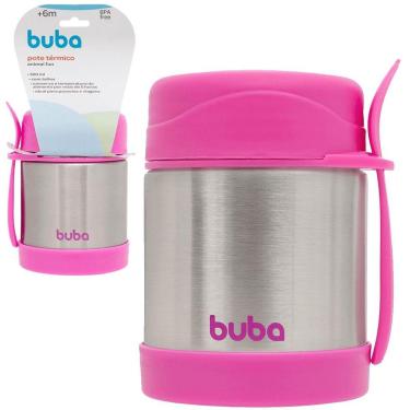 Imagem de Pote Térmico de Alimentos Rosa com Colher 320ml Buba