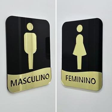Imagem de Kit Placas de Identificação de Banheiros Feminino e Masculino - Acrílico