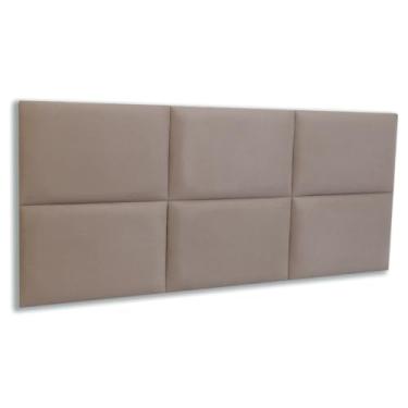 Imagem de Cabeceira Casal 141cm x 60cm Estofada Placas de Colar na Parede Modelo Retangular - SUEDE Bege