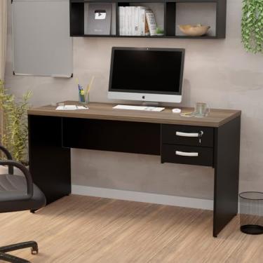 Imagem de Mesa De Escritório 1.40x60 Com Gaveteiro Tampo 30mm (Nogal)