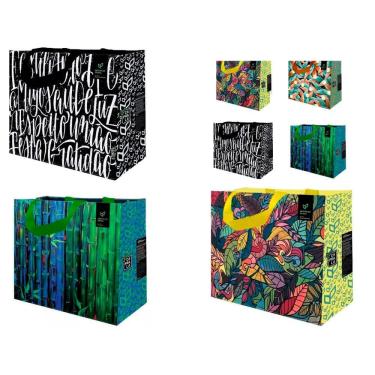 Imagem de Sacola retornavel ecobag grande ca pra la kit com 4