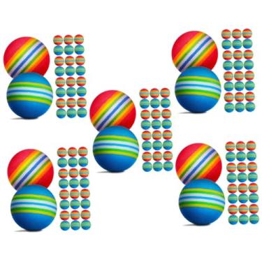 Imagem de POPETPOP 130 Peças bola de arco-íris bolas de campo de condução golfe bolas de golf bola redonda bolas de treinamento listra bola de brinquedo adereços bola de treinamento Eva