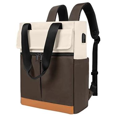 Imagem de Mochila CYUREAY feminina conversível de trabalho para notebook, computador, com porta de carregamento USB, Café