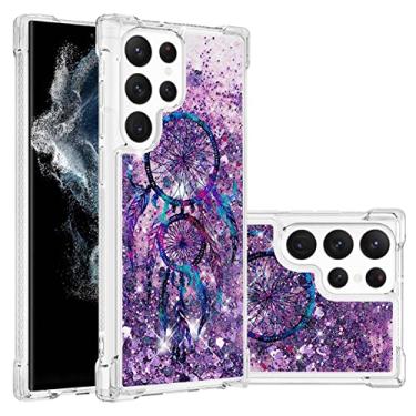 Imagem de OOPKINS Capa para Samsung Galaxy S24 Ultra para mulheres e meninas, capa com glitter flutuante areia movediça de silicone TPU macio à prova de choque para Galaxy S24 Ultra Bling Dream Campanula YBLS
