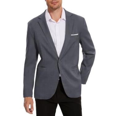 Imagem de EliteSpirit Blazer masculino casual com um botão, casaco esportivo leve e justo, Cinza escuro, X-Large