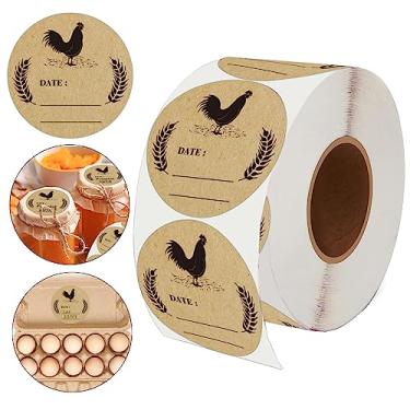 Imagem de Etiquetas de ovos de galinha de fazenda Etiquetas de conserva de frango 2 polegadas redondas naturais kraft de frango para cozinha jarro de maçom, proprietários de lojas, artesanato, organização, pres