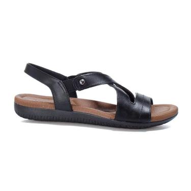 Imagem de Sandália Rasteira Usaflex Feminina Couro Preto