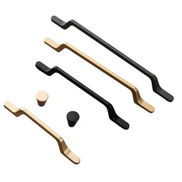 Imagem de Puxadores pretos simples para móveis de cozinha, ouro fosco, liga de alumínio, gaveta, puxador de móveis, areia dourada 128mm