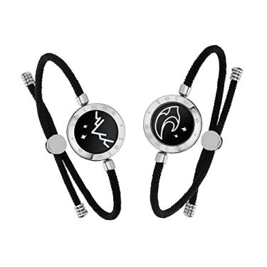 Imagem de TOTWOO Pulseiras de Amor de Longa Distância para Casais, Vibração e Iluminação, Presentes de Relacionamento Namorada Namorado, Joias de Emparelhamento Inteligente Bluetooth