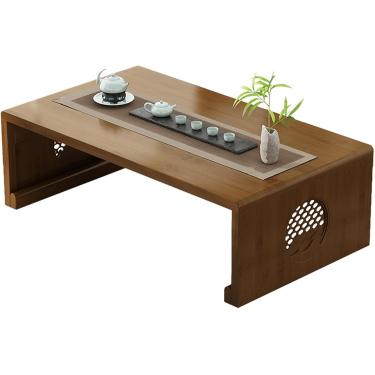 Imagem de Mesa dobrável japonesa, mesa de chão japonesa Mesa baixa de madeira maciça para sentar no chão, mesa dobrável retangular Mesa de jantar Mesa Chabudai, cor nogueira, 120 * 50 * 31 cm