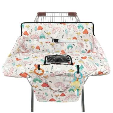 Imagem de Capa de carrinho de compras para bebês, capa de cadeira alta 2 em 1 com bolsa de pano portátil, almofada de assento de carrinho para bebês, capa de almofada de mercearia, restaurante, adequada para
